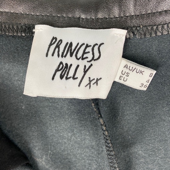 Princess Polly Love Club Pants Black Size 4 High Waist Darting Seams Vegan - Picture 9 of 14